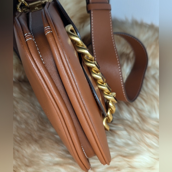 Tory burch Jessie Chain-Embellished Leather Satchel Rare!! - Picture 4 of 12